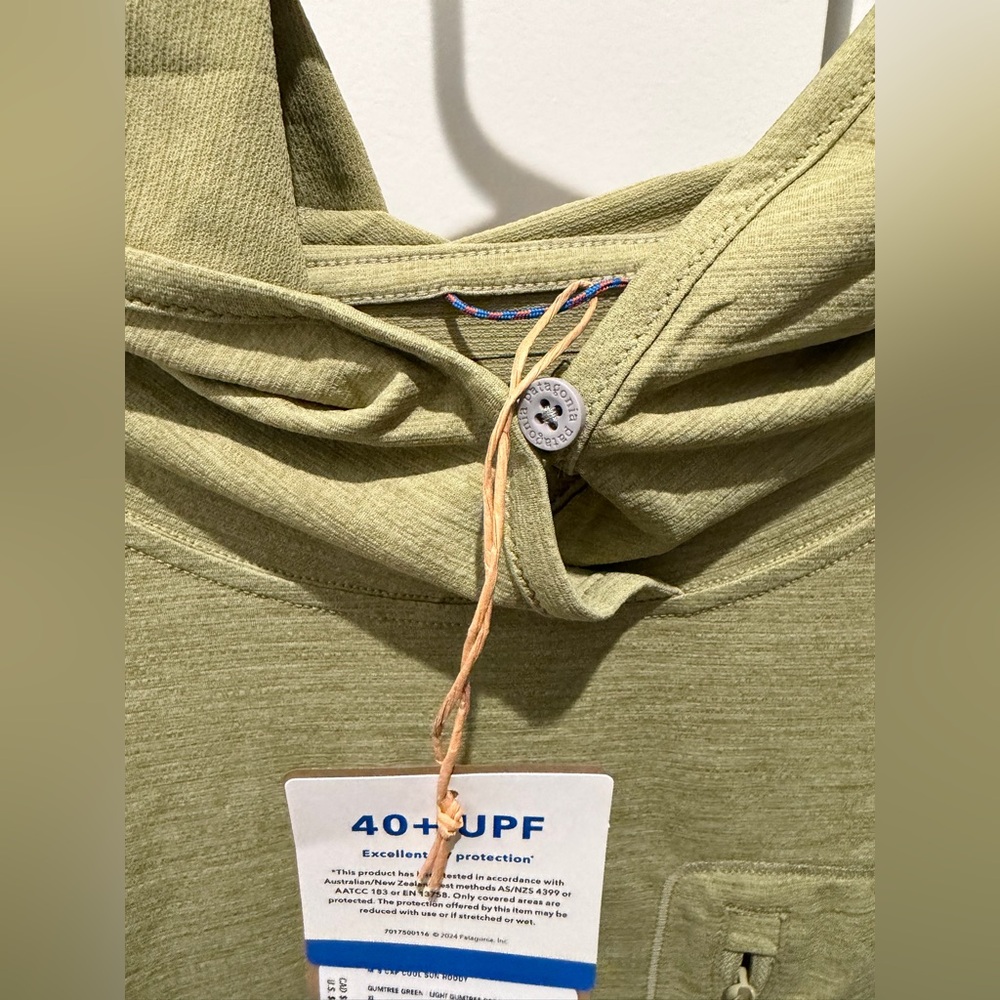 Patagonia Olive Green Long Sleeve Cool Sun Hoodie with Zip Chest Pocket - Picture 5 of 12